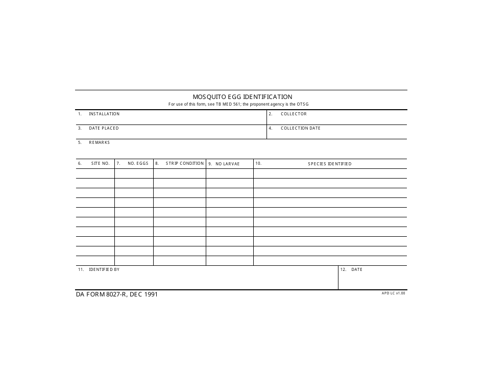 DA Form 8027-r Mosquito Egg Identification, Page 1
