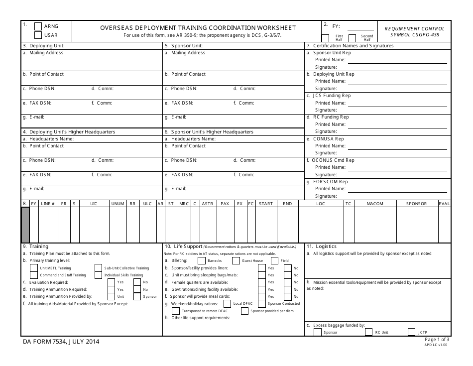 DA Form 7534 - Fill Out, Sign Online and Download Fillable PDF ...