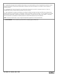 DD Form 1617 &quot;Department of Defense (DoD) Transportation Agreement Transfer of Civilian Employees Outside Conus (OCONUS)&quot;, Page 2