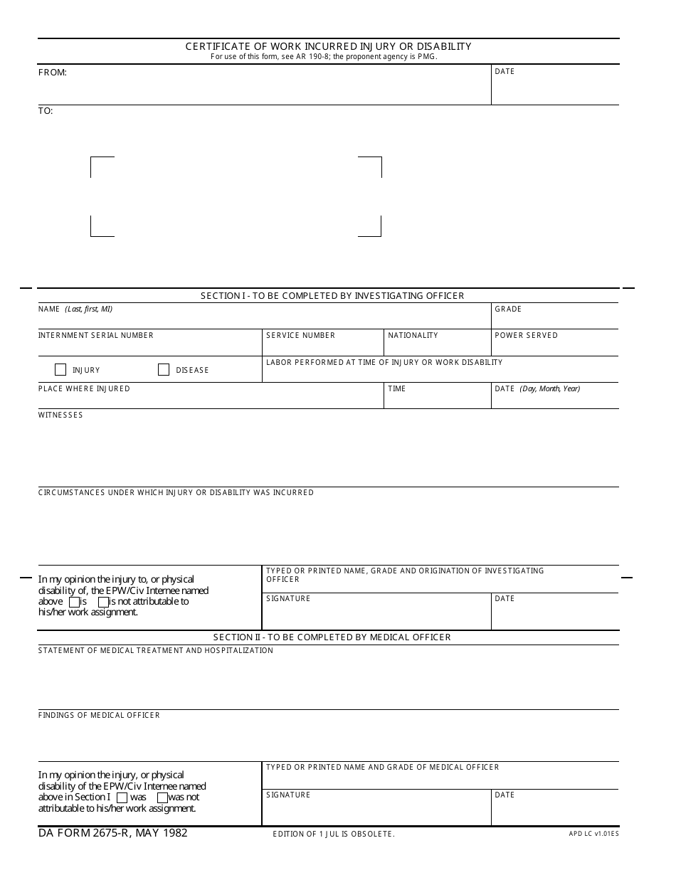 DA Form 2675-r - Fill Out, Sign Online and Download Fillable PDF ...