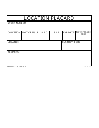 Document preview: DA Form 3779 Location Placard