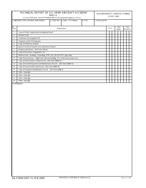 DA Form 2397-13  Printable Pdf