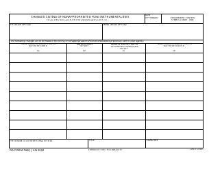 Document preview: DA Form 1600 Changed Listing of Nonappropriated Fund Instrumentalities