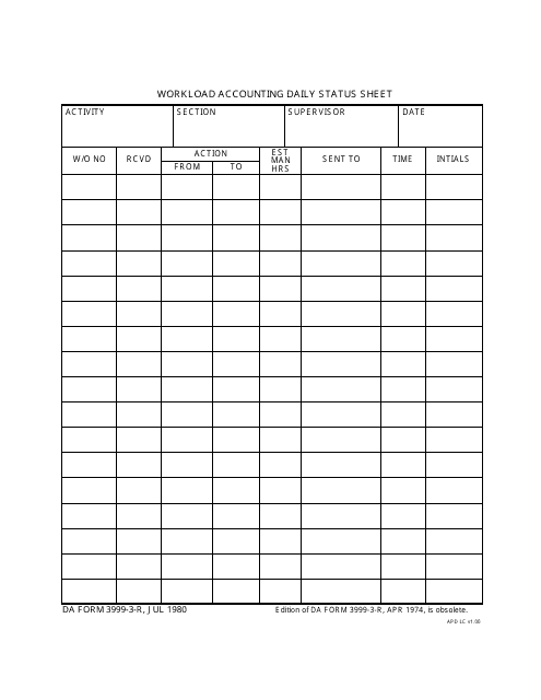 DA Form 3999-3-r  Printable Pdf