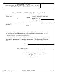 Document preview: DA Form 4918 Petition for Grant of Review in the United States Court of Appeals for the Armed Forces