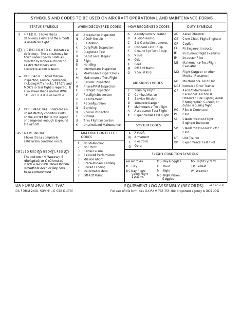 DA Form 2408  Printable Pdf