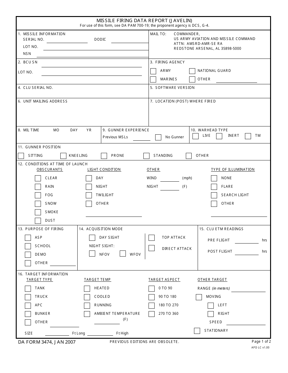 DA Form 3474 - Fill Out, Sign Online and Download Fillable PDF ...