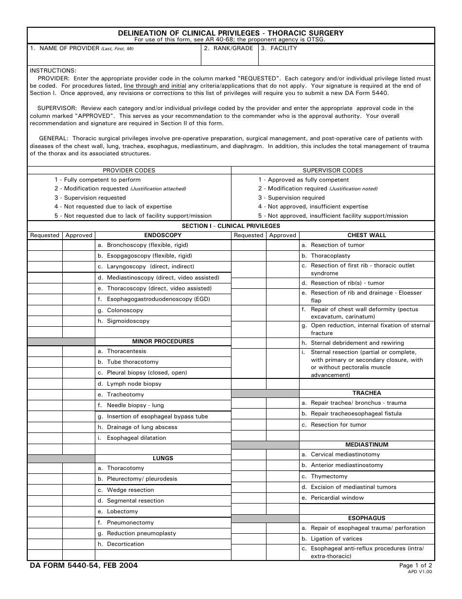 DA Form 5440-54 - Fill Out, Sign Online and Download Printable PDF ...