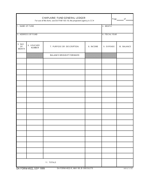 DA Form 4922  Printable Pdf