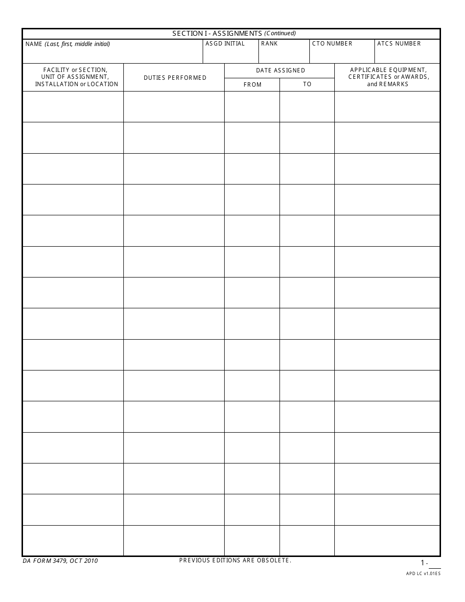 DA Form 3479 - Fill Out, Sign Online and Download Fillable PDF ...