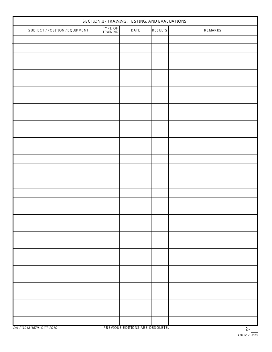 DA Form 3479 Training and Proficiency Record - Air Traffic Controller, Page 5