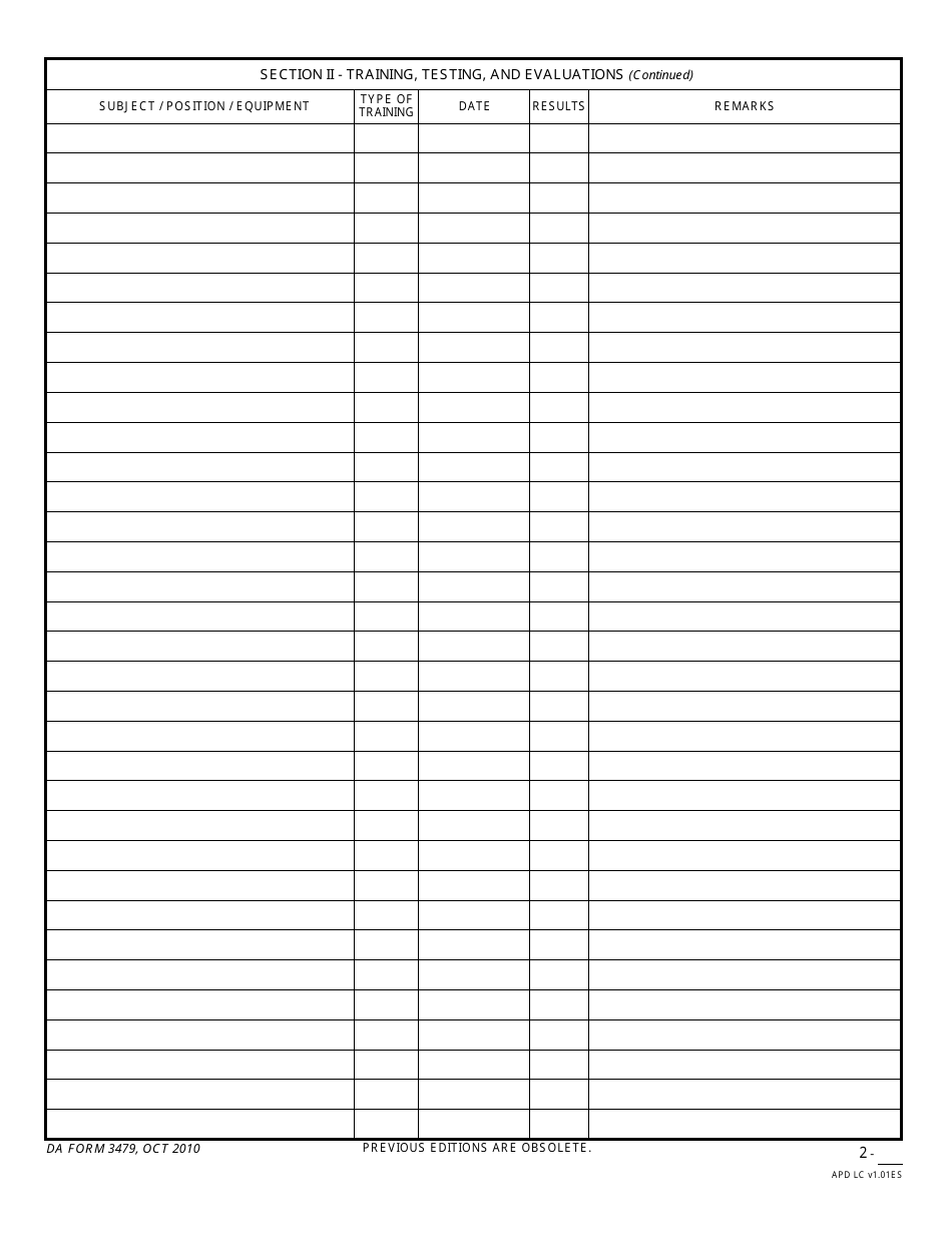 DA Form 3479 Training and Proficiency Record - Air Traffic Controller, Page 6