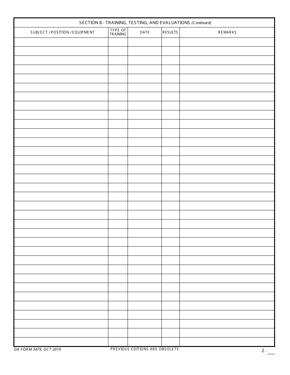 DA Form 3479 Training and Proficiency Record - Air Traffic Controller, Page 9
