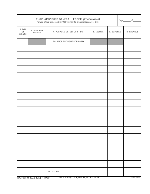 DA Form 4922-1  Printable Pdf
