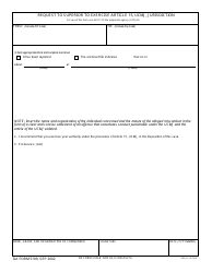 Document preview: DA Form 5109 Request to Superior to Exercise Article 15, UCMJ, Jurisdiction