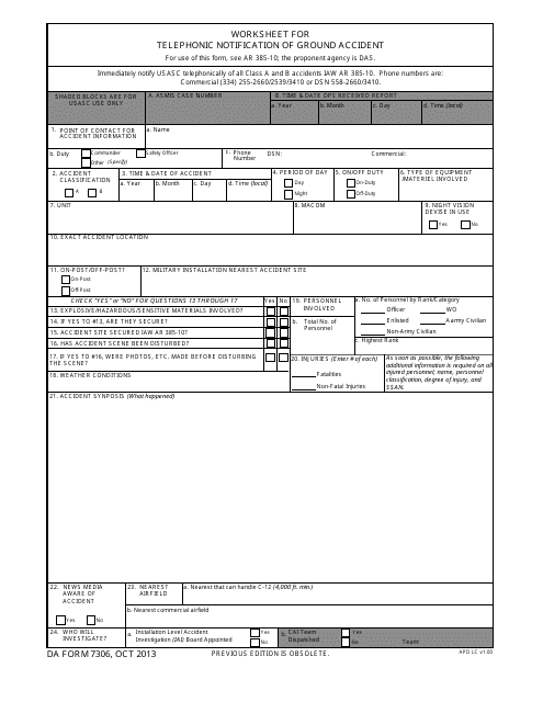 DA Form 7306  Printable Pdf