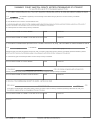 Document preview: DA Form 5111 Summary Court - Martial Rights Notification/Waiver Statement