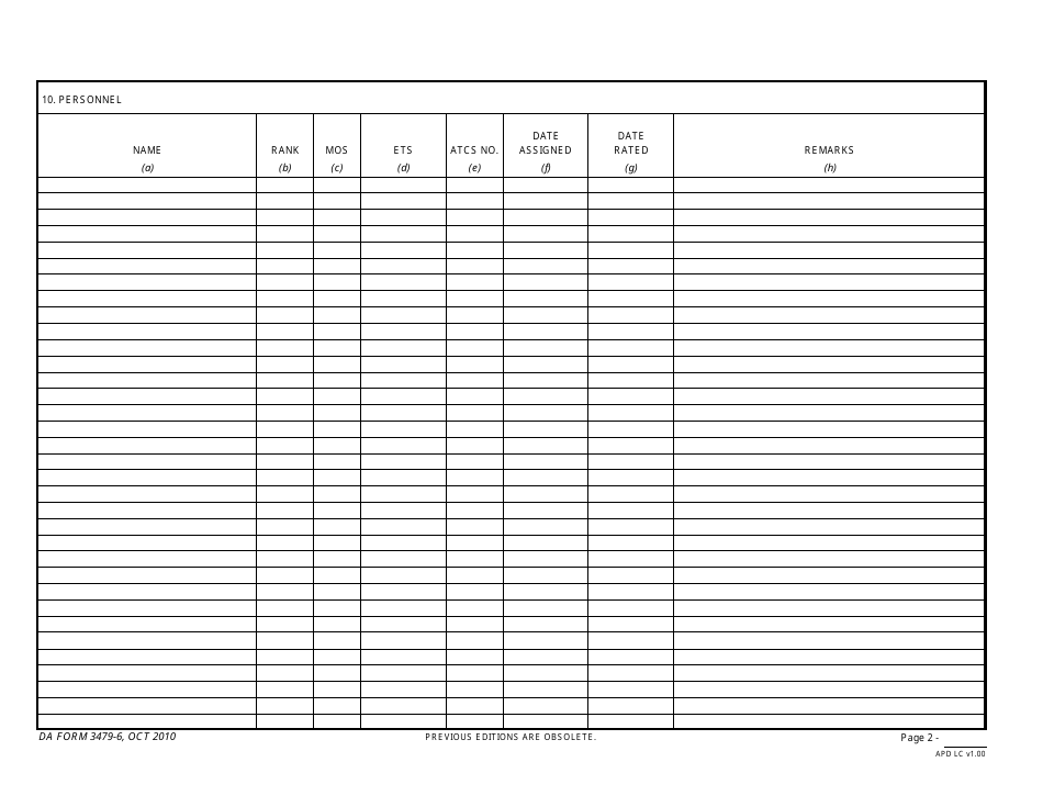 DA Form 3479-6 - Fill Out, Sign Online and Download Fillable PDF ...