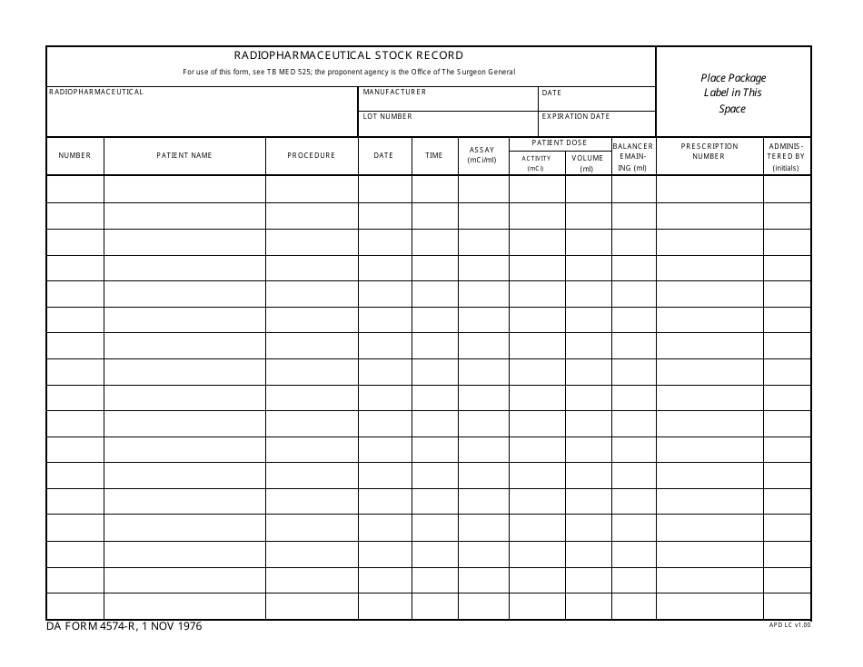 DA Form 4574-r - Fill Out, Sign Online and Download Fillable PDF ...