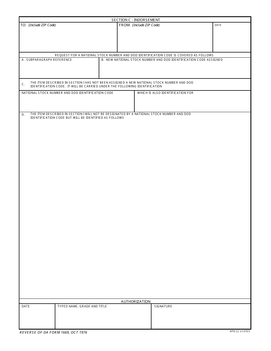 DA Form 1669 - Fill Out, Sign Online and Download Fillable PDF ...