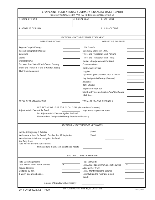 DA Form 4926  Printable Pdf