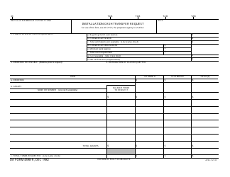 Document preview: DA Form 4598-r Installation Cash Transfer Request