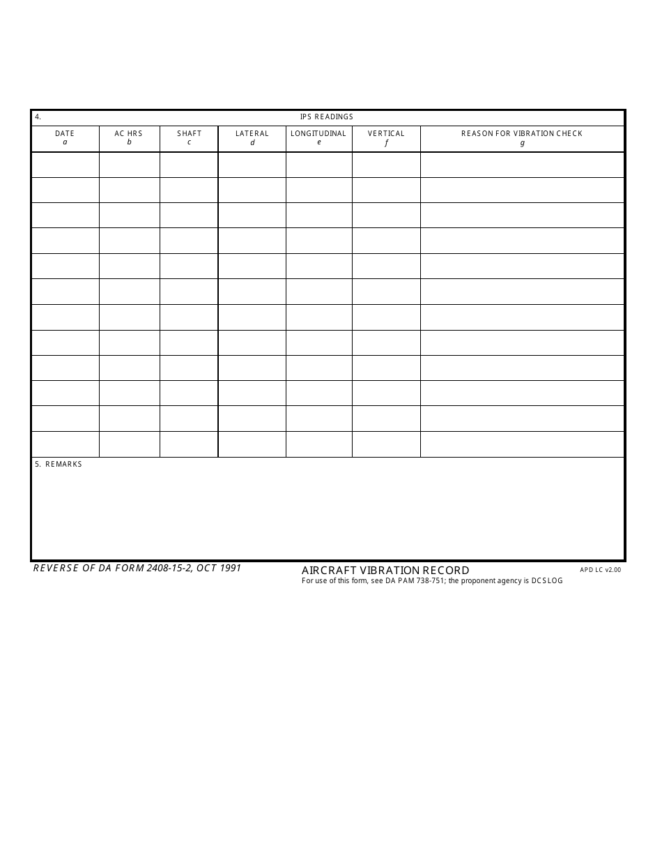 DA Form 2408-15-2 Download Fillable PDF or Fill Online Aircraft ...