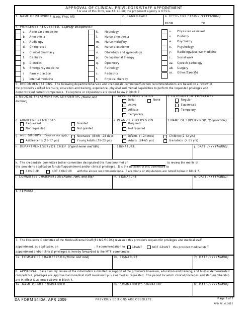 DA Form 5440a  Printable Pdf