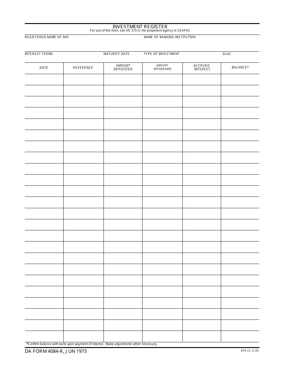 DA Form 4084-R - Fill Out, Sign Online and Download Fillable PDF ...