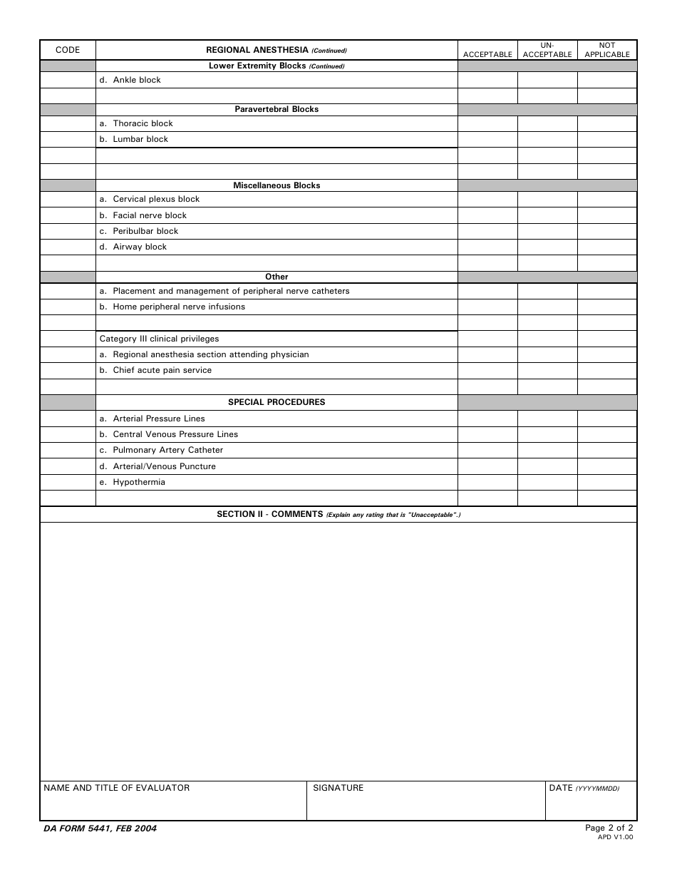 DA Form 5441 - Fill Out, Sign Online and Download Printable PDF ...