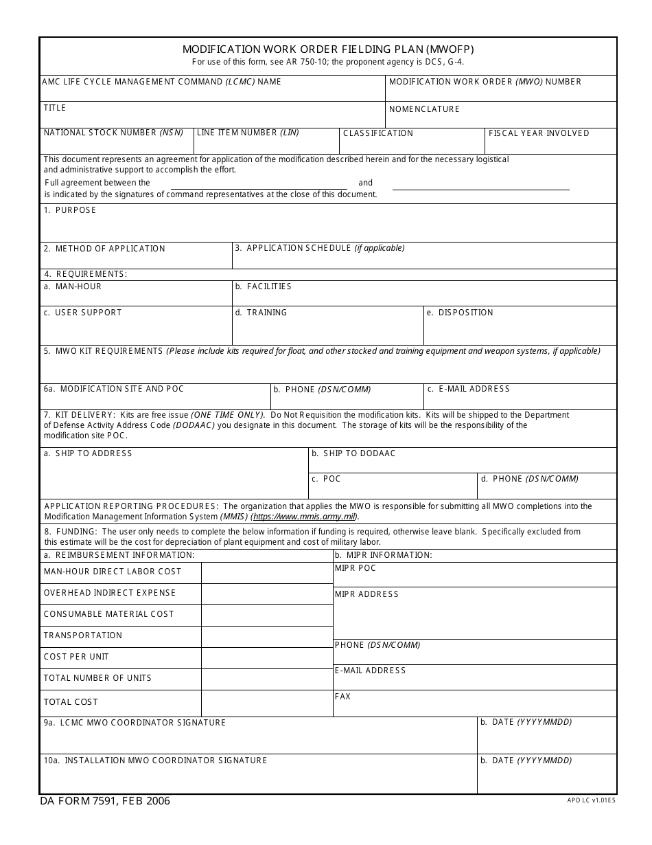 DA Form 7591 - Fill Out, Sign Online and Download Fillable PDF ...