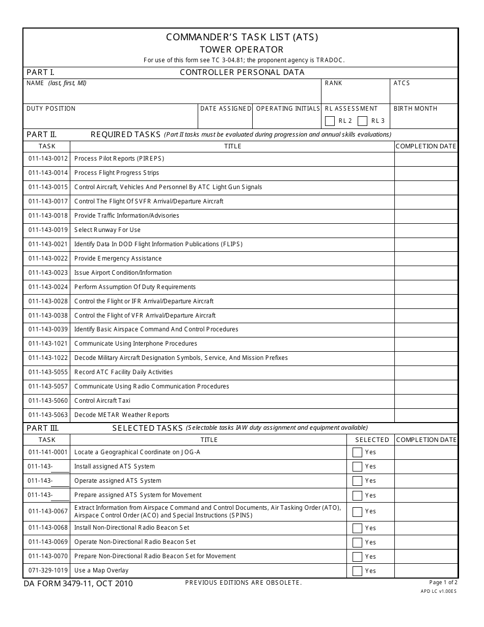 DA Form 3479-11 - Fill Out, Sign Online and Download Fillable PDF ...