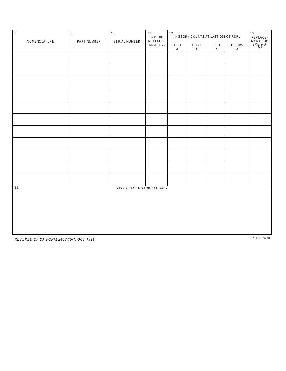 DA Form 2408-16-1 - Fill Out, Sign Online and Download Fillable PDF ...