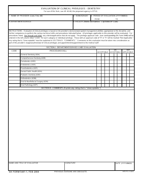 DA Form 5441-1  Printable Pdf
