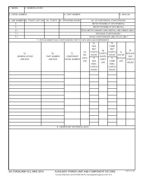 DA Form 2408-16-2  Printable Pdf