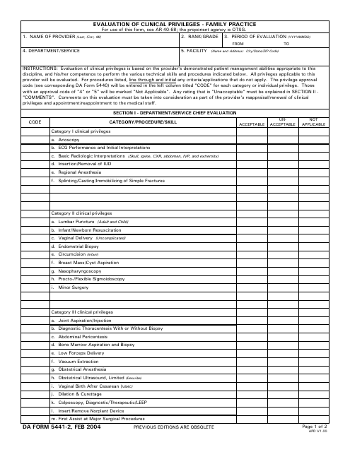 DA Form 5441-2  Printable Pdf
