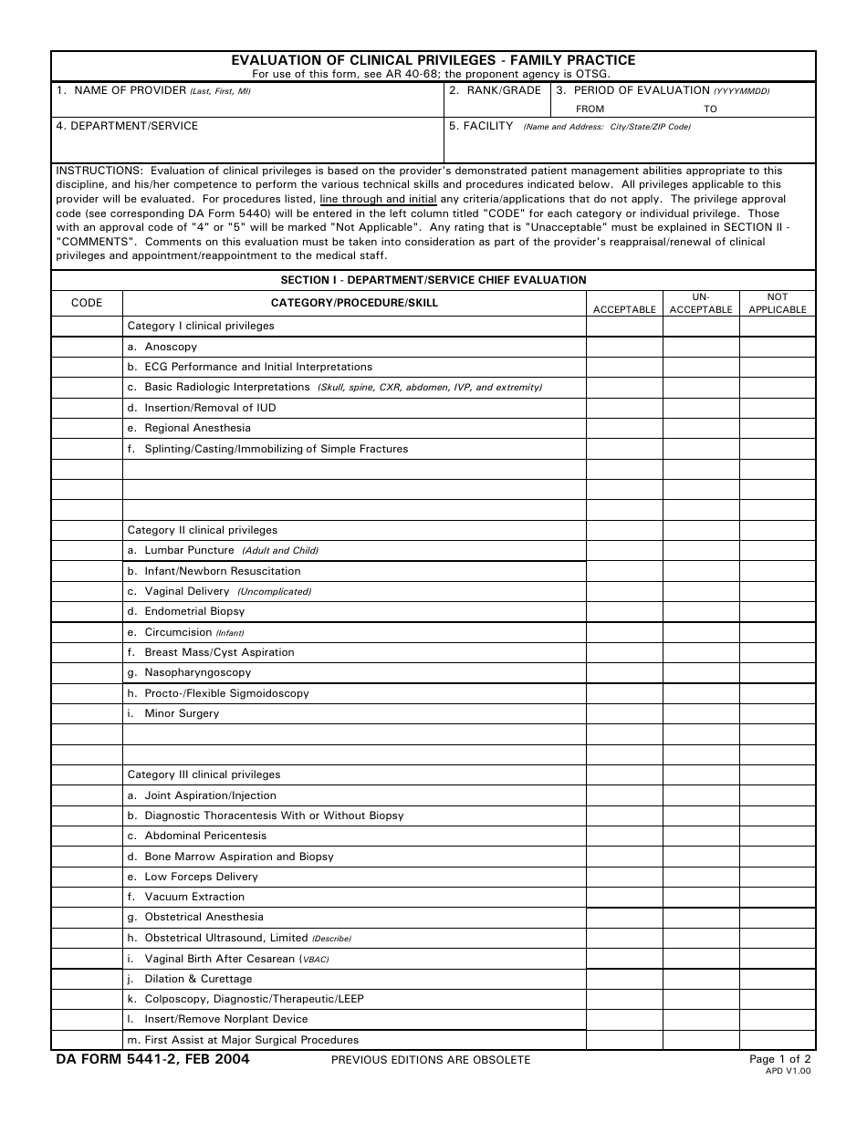 DA Form 5441-2 - Fill Out, Sign Online and Download Printable PDF ...