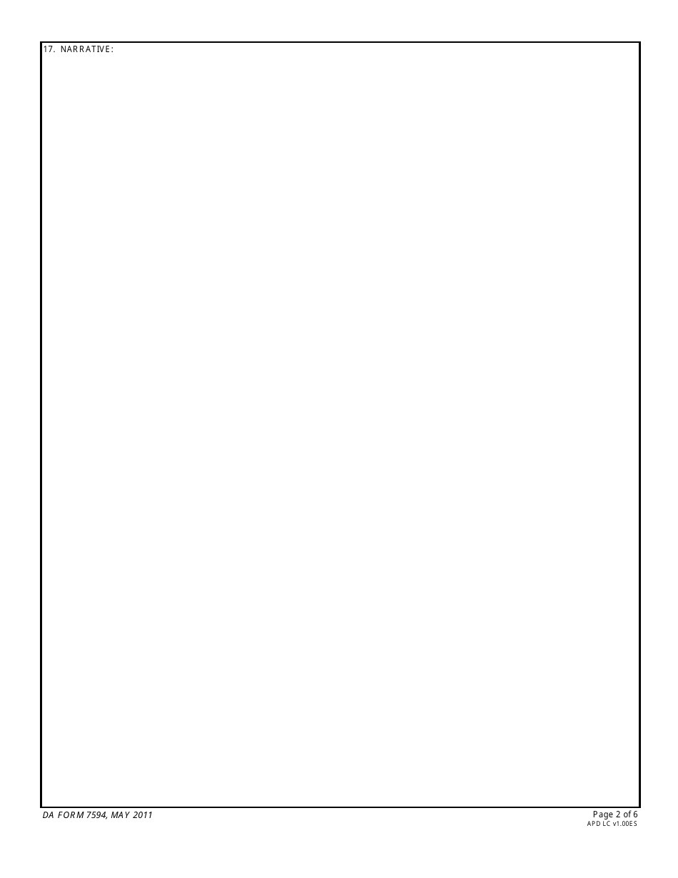 DA Form 7594 Unit Award Recommendation, Page 2