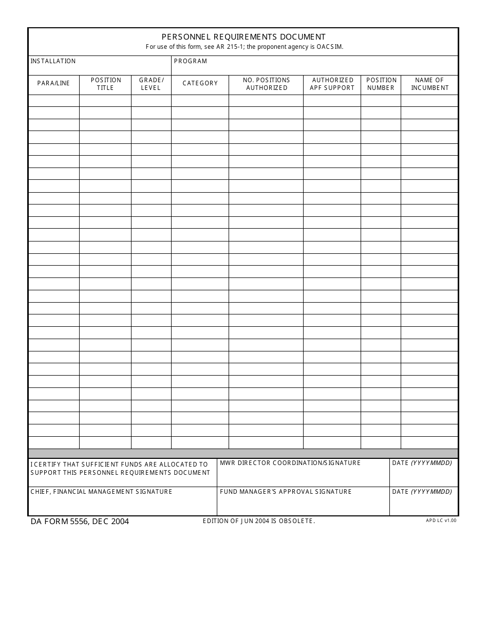 DA Form 5556 - Fill Out, Sign Online and Download Fillable PDF ...