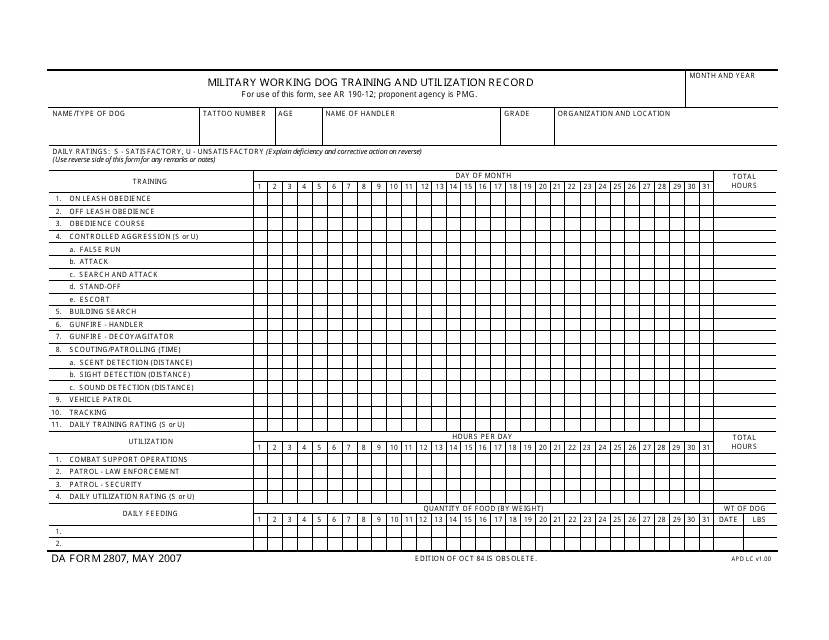 DA Form 2807 - Fill Out, Sign Online and Download Fillable PDF | Templateroller
