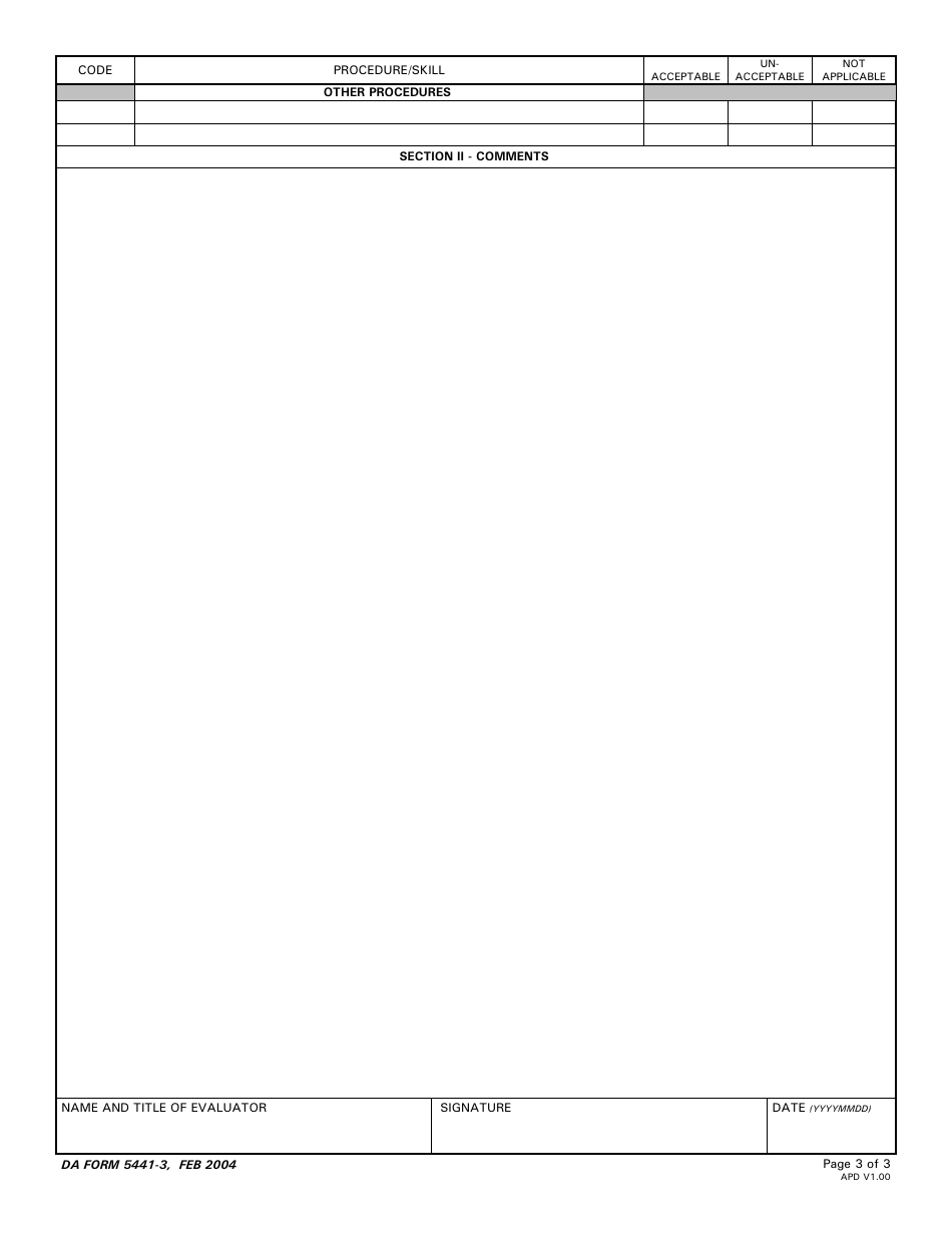 DA Form 5441-3 Evaluation of Clinical Privileges - Internal Medicine, Page 3