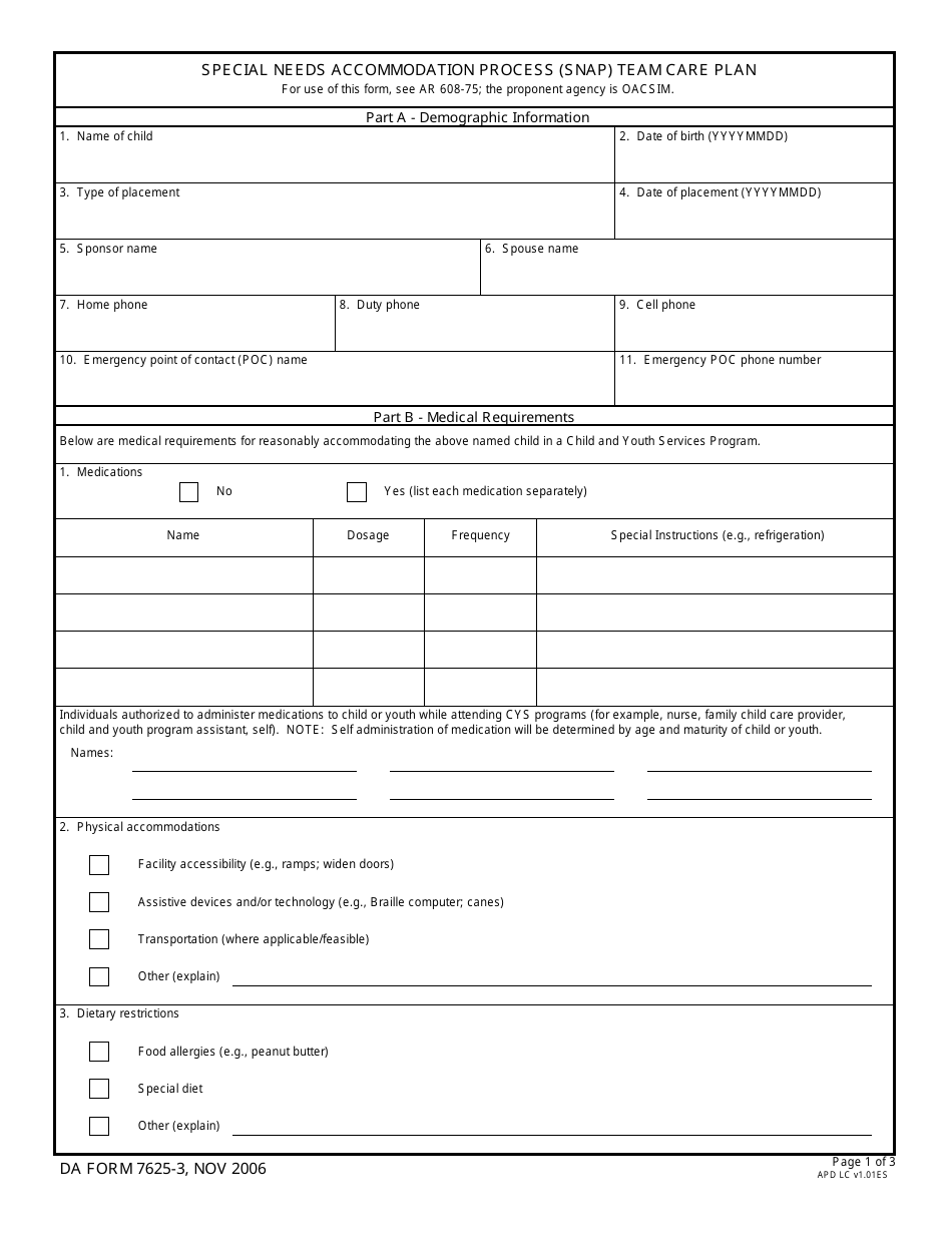 DA Form 7625-3 - Fill Out, Sign Online and Download Fillable PDF ...