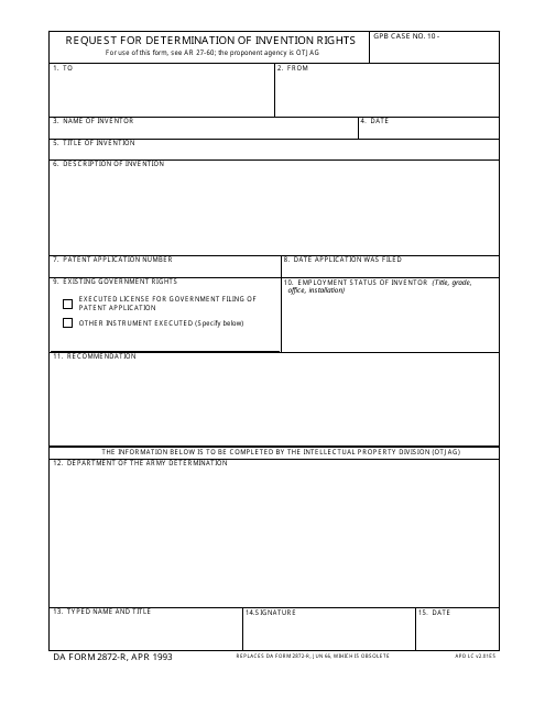 DA Form 2872-r  Printable Pdf