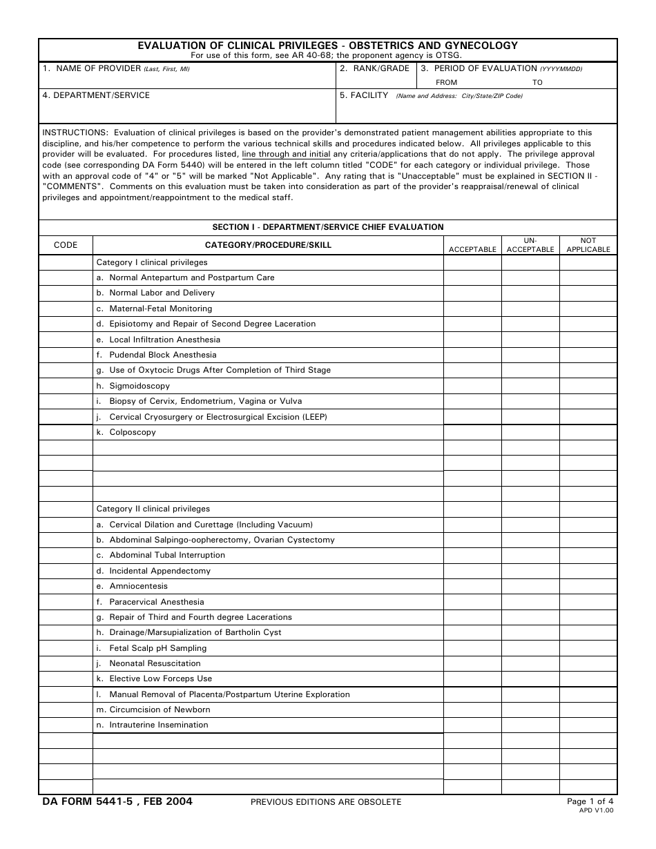 DA Form 5441-5 - Fill Out, Sign Online and Download Fillable PDF ...