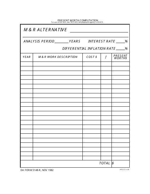 DA Form 5148-r  Printable Pdf
