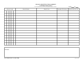 Document preview: DA Form 5149-1-r Branch Identification Summary - Continuation Sheet