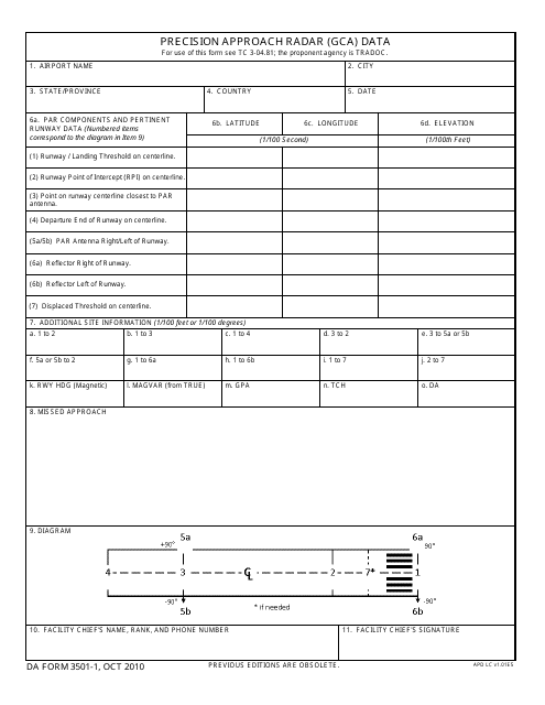 DA Form 3501-1  Printable Pdf