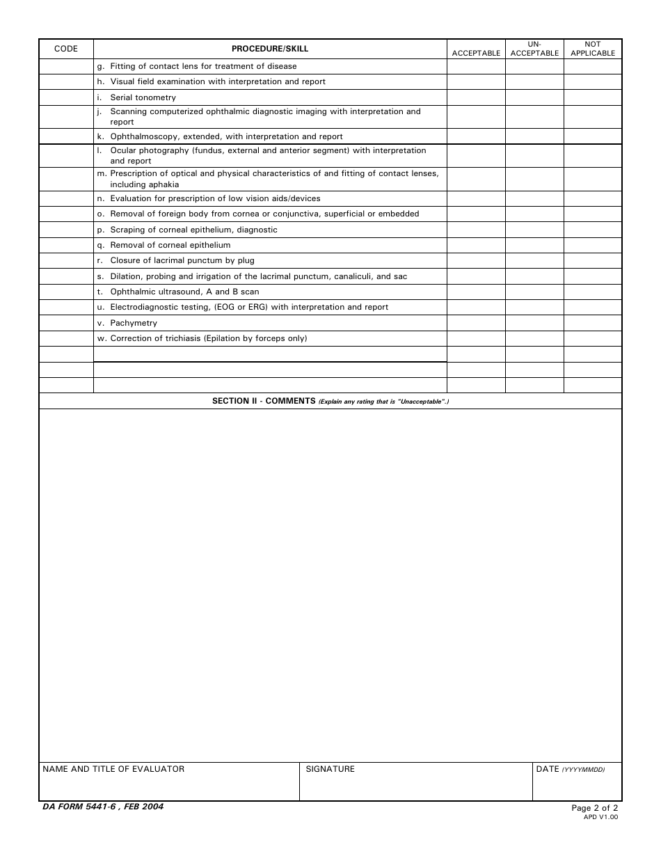 DA Form 5441-6 - Fill Out, Sign Online and Download Printable PDF ...