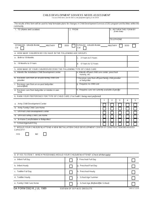 DA Form 5562-r  Printable Pdf