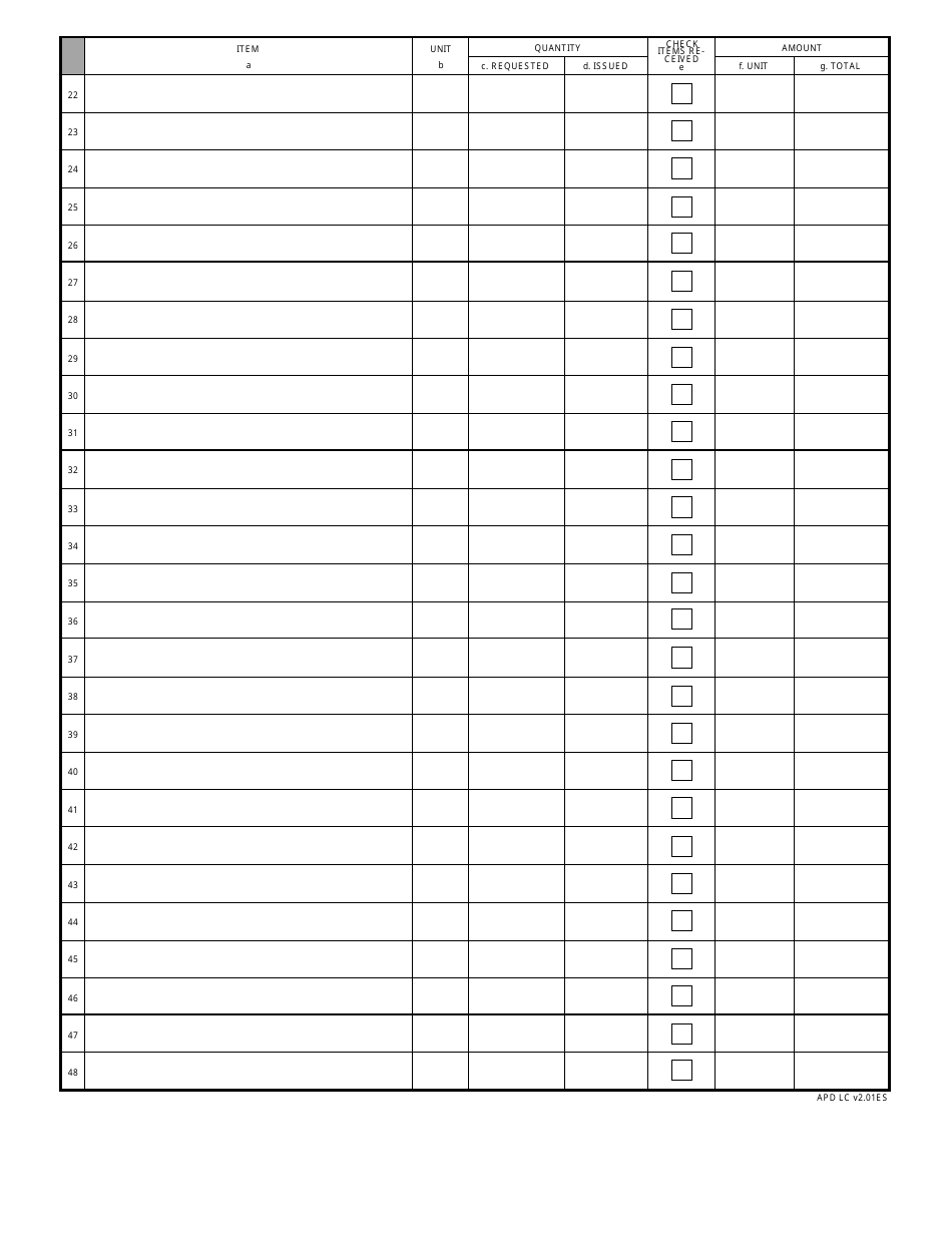 DA Form 2930 Hospital Food Service - Kitchen Requisition, Page 2